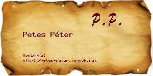 Petes Péter névjegykártya
